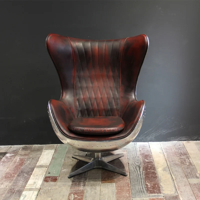 
High Back Aluminum Living Room Leather Chair French Antique Furniture 