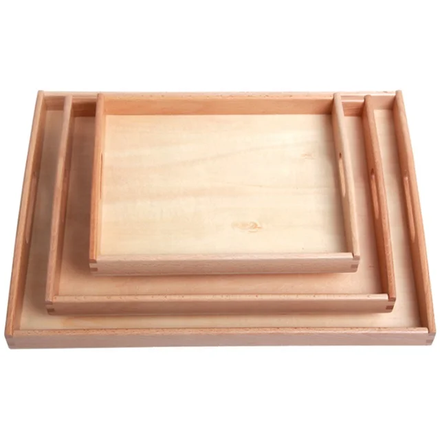 3 PCS Kindergarten Early Educational Toy Children Teaching Tool Wooden Tray Montessori