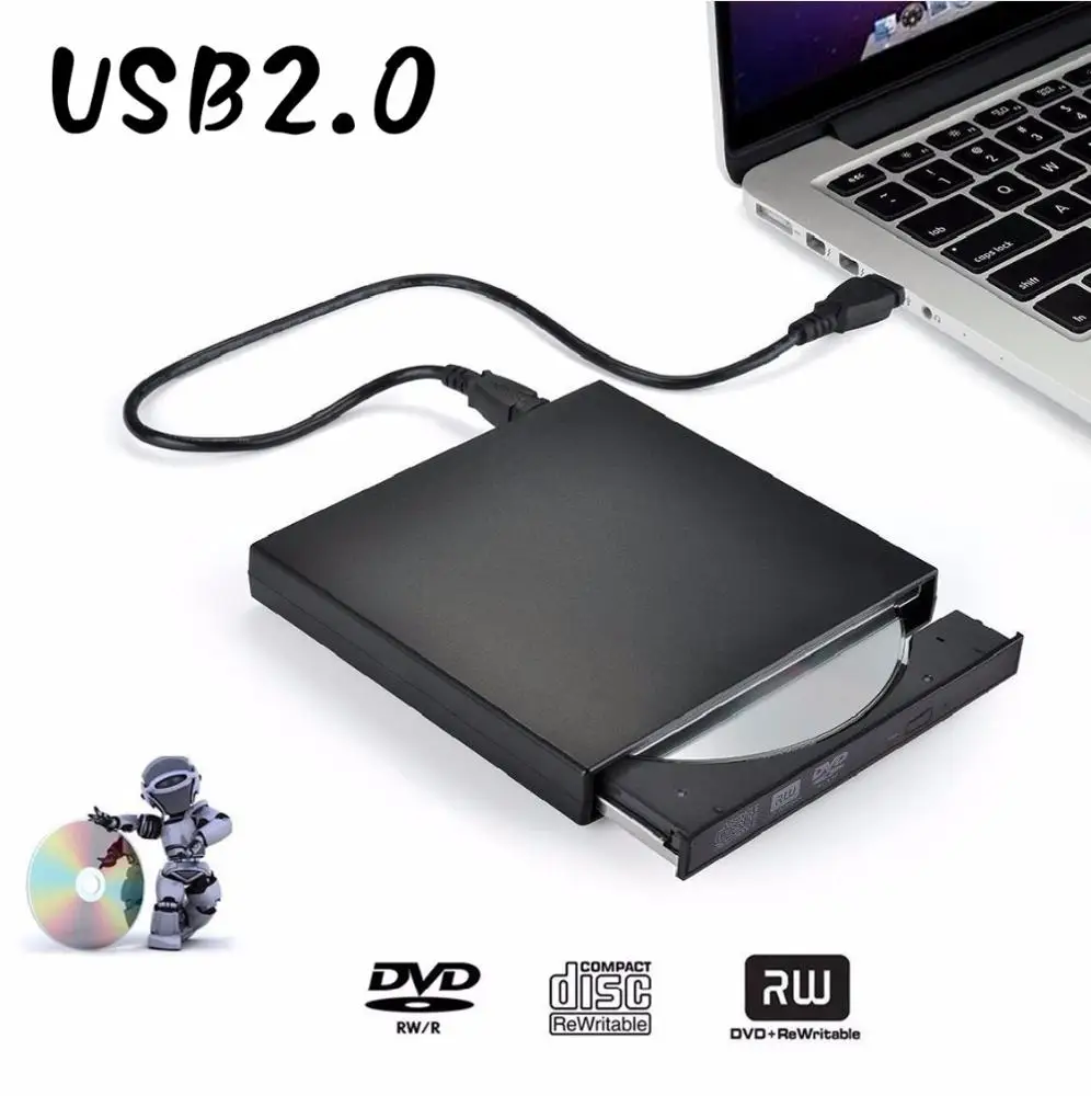 External DVD Drive Optical Drives USB DVD ROM Player CD-RW Burner Writer Recorder Portatil for Laptop Computer pc Windows 7/10