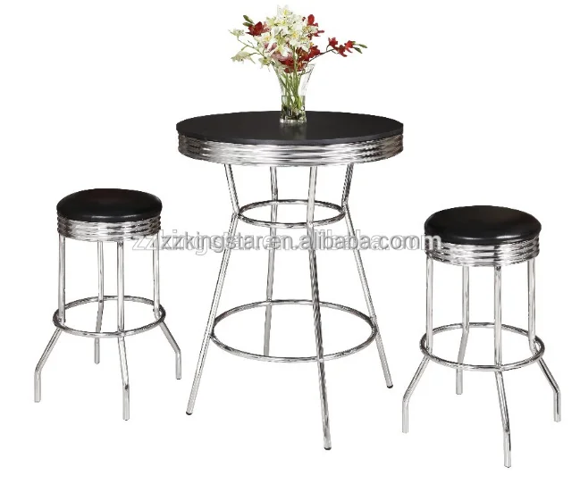 
3 pieces counter height bar table set with 2 bar stools 