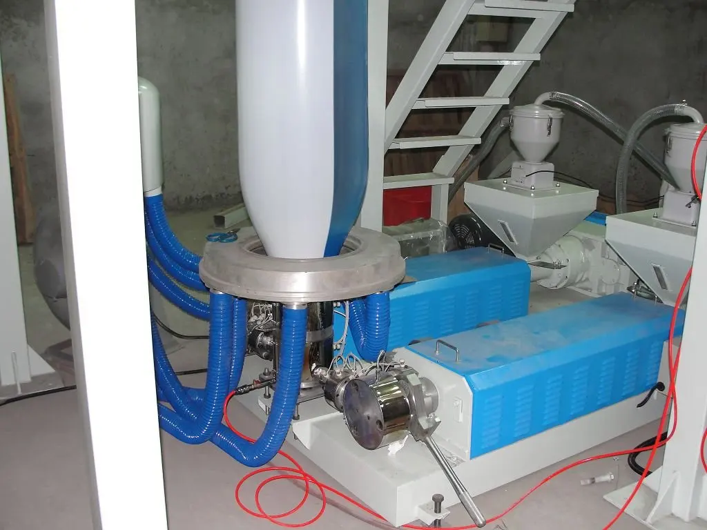 PE film blowing machine with double colors