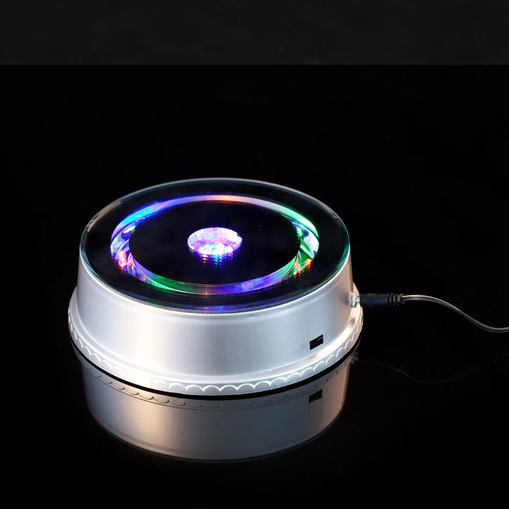 16cm Plastic rotating mirror led light base bottle glorifier display stand