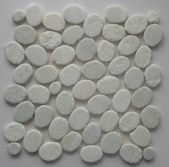 White Pebble stone mosaic round marble mosaic flooring tiles interior