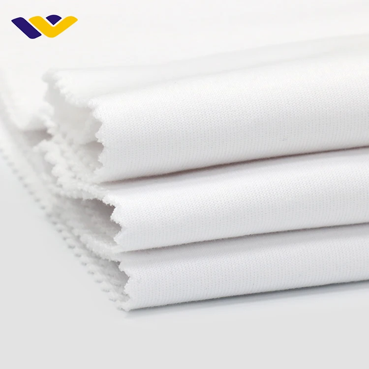 32s Plain dyed recycle knit interlock fabric Cotton Spandex shirting fabric Stock for cotton garment