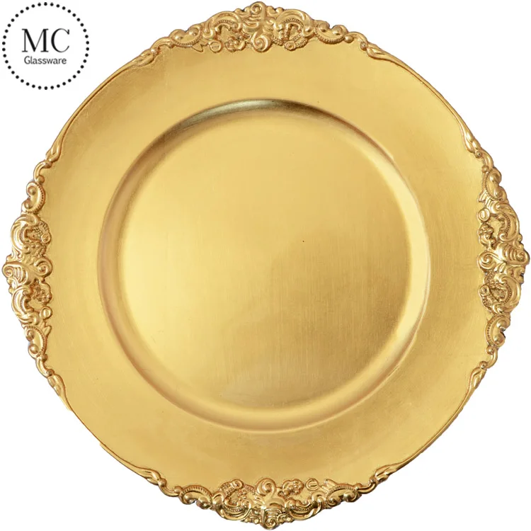 Disposable golden plastic charger plates wholesale