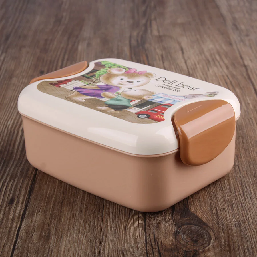 
KJH Live Eco-Friendly Microwave Cartoon Plastic Lunch Box Kids Bento Box With Fork 