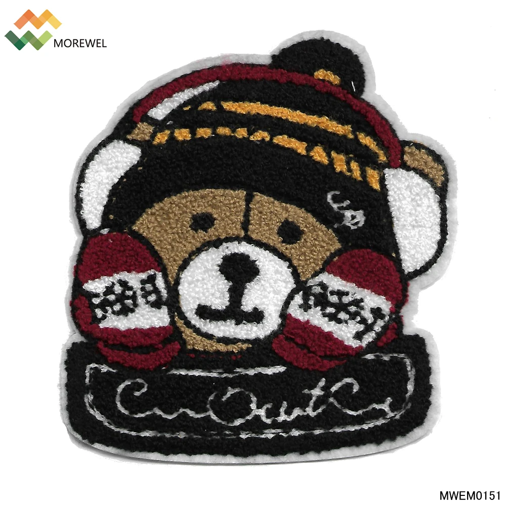 Wholesale chenille patch towel embroidered patches bear design