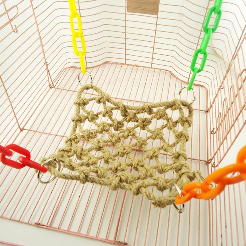 
Parrot Bird Toys Hanging Hemp Rope Hammock Swing 