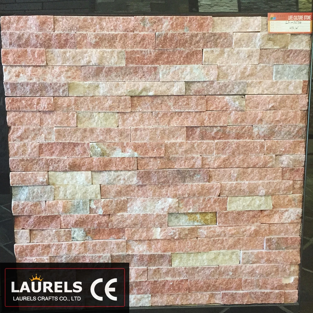 Antacid Pink Natural Stone Slate Slab Wall Cladding for exterior