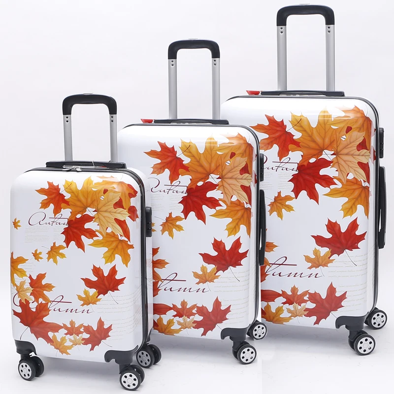 10 pc set SKD OEM plastic roller trolley case ABS PC printed hard shell luggage set
