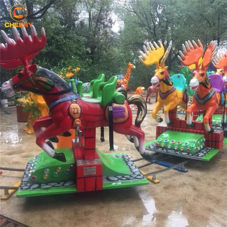 Factory Sale Kids Amusement Park Equipment 12 Seats Track Train Running Horses With Track