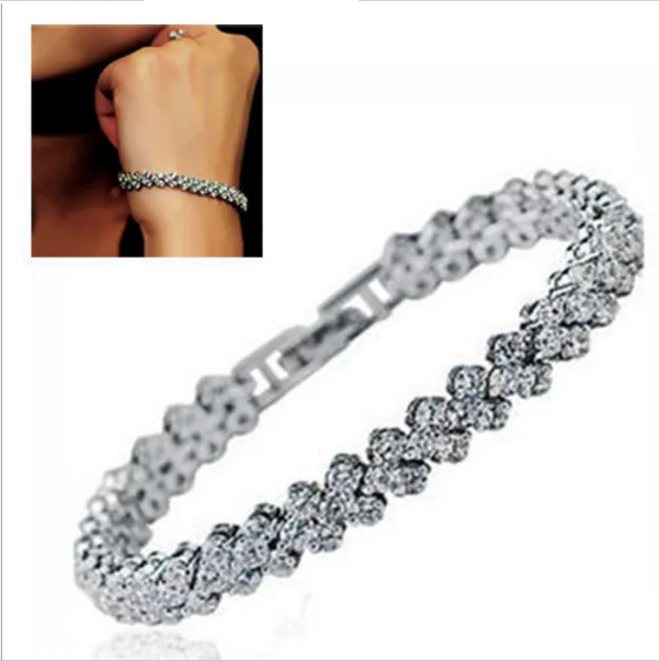 Explosions ladies zircon crystal bracelet ring exquisite luxury fashion jewelry diamond alloy bracelet