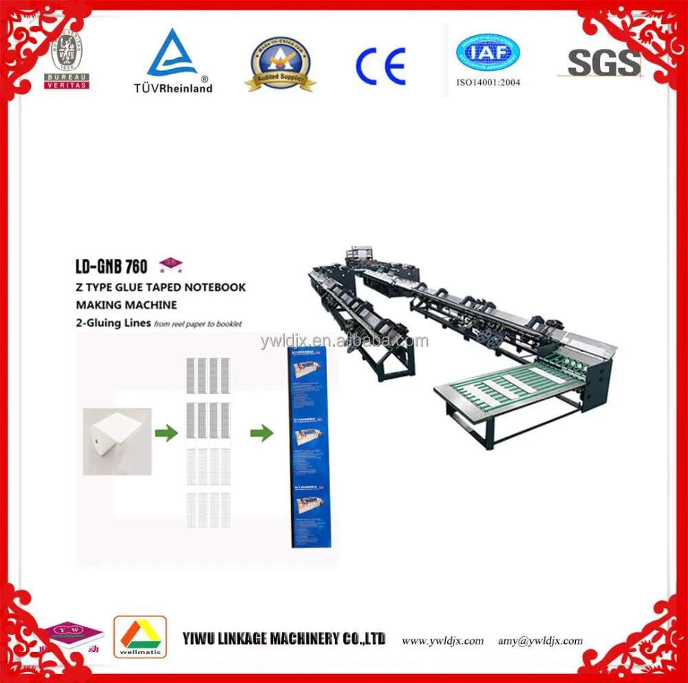 LD-GNB670 Z Type Fully Automatic Cold Glue Taped Notebook Making Machine