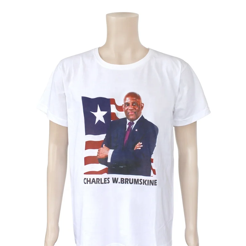
cheap white plain 120 grams polyester t shirt for election 