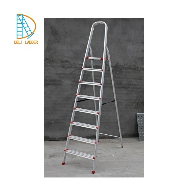 8 stpes Household Aluminum Alloy Folding Ladder with Handrail
