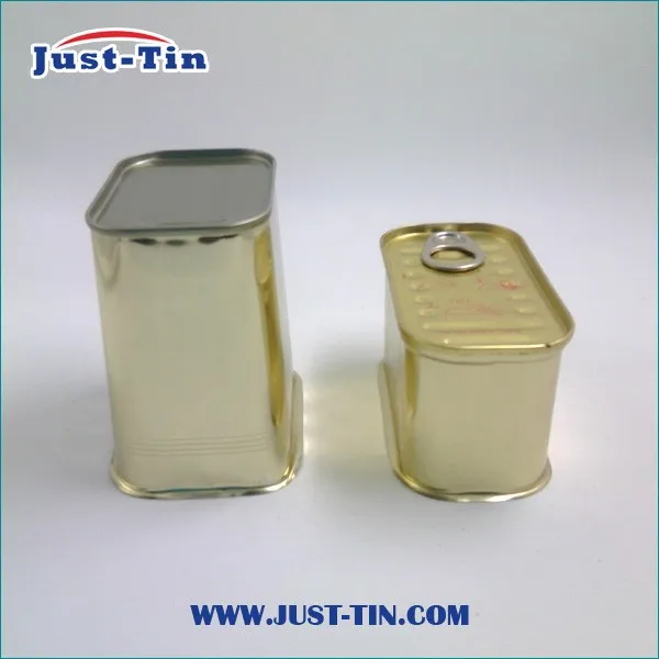 Factory price rectangular tin can wholesale 3 piece metal food rectangular tin can for luncheon meat 340g 200g 125g