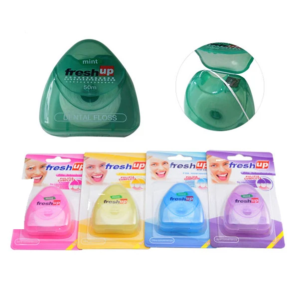 
OEM single wrapped waxed denture tools portable mini bulk silk multi color dental floss 