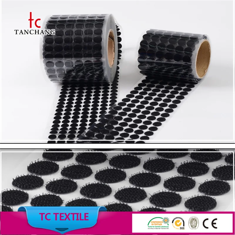 factory wholesale self adhesive round shape hook loop dots magic tape  fastener tape TCMST01-15