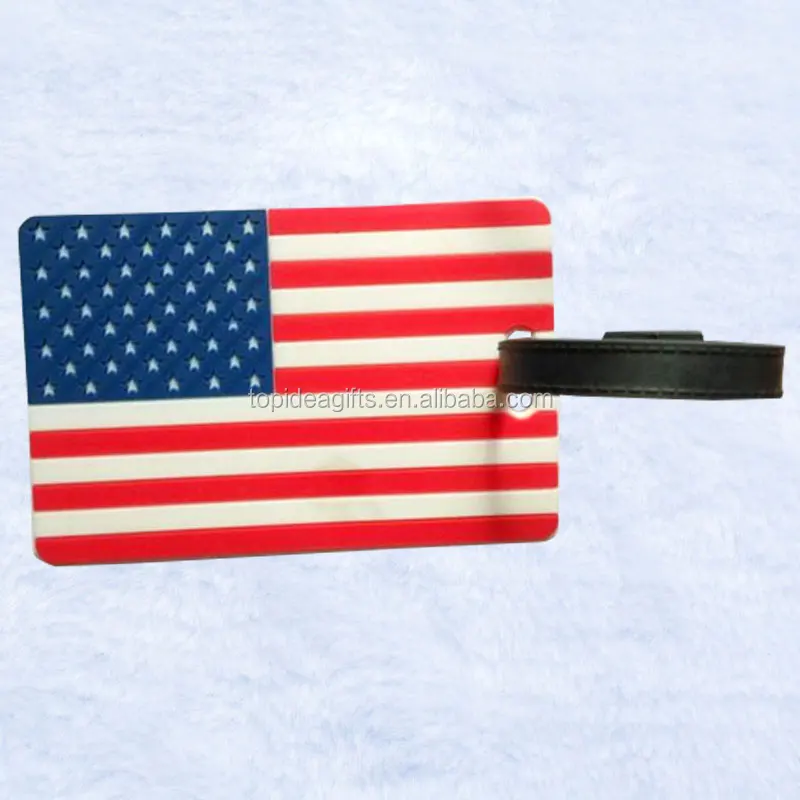 Customized national silicone flag tags UK PVC Flag Tags American Flag Luggage and Bag Tags