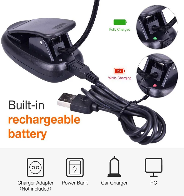 
Clip on Book Lamp 3 Colors x3 Levels Eye Care Reading Up to 60 Hours Rechargeable Book Light for Bookworms 