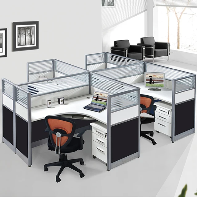 
enviromental office furniture partition standard 4 seater workstation divider with aluminum frame 