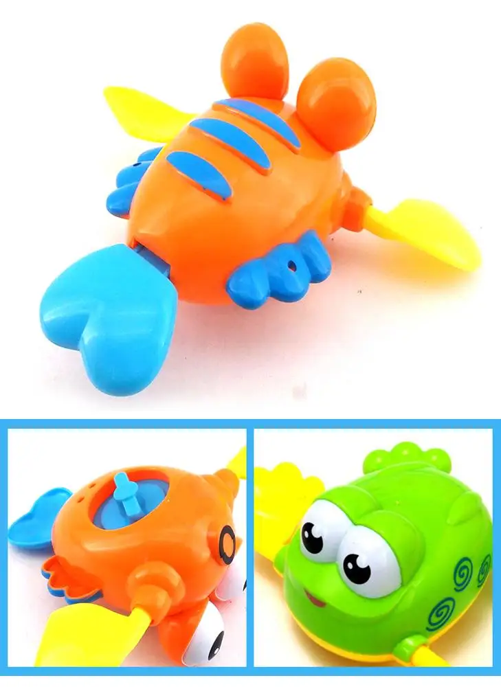 Plastic lobster and frog floating baby wind up bath toy