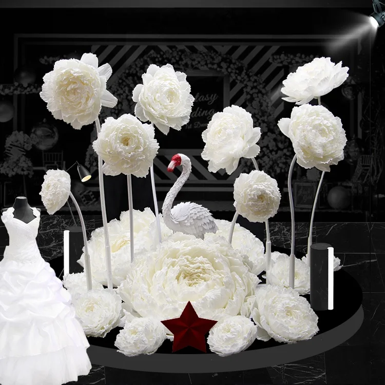 New China handmade high quality decorative giant crepe paper flowers for wedding decoration