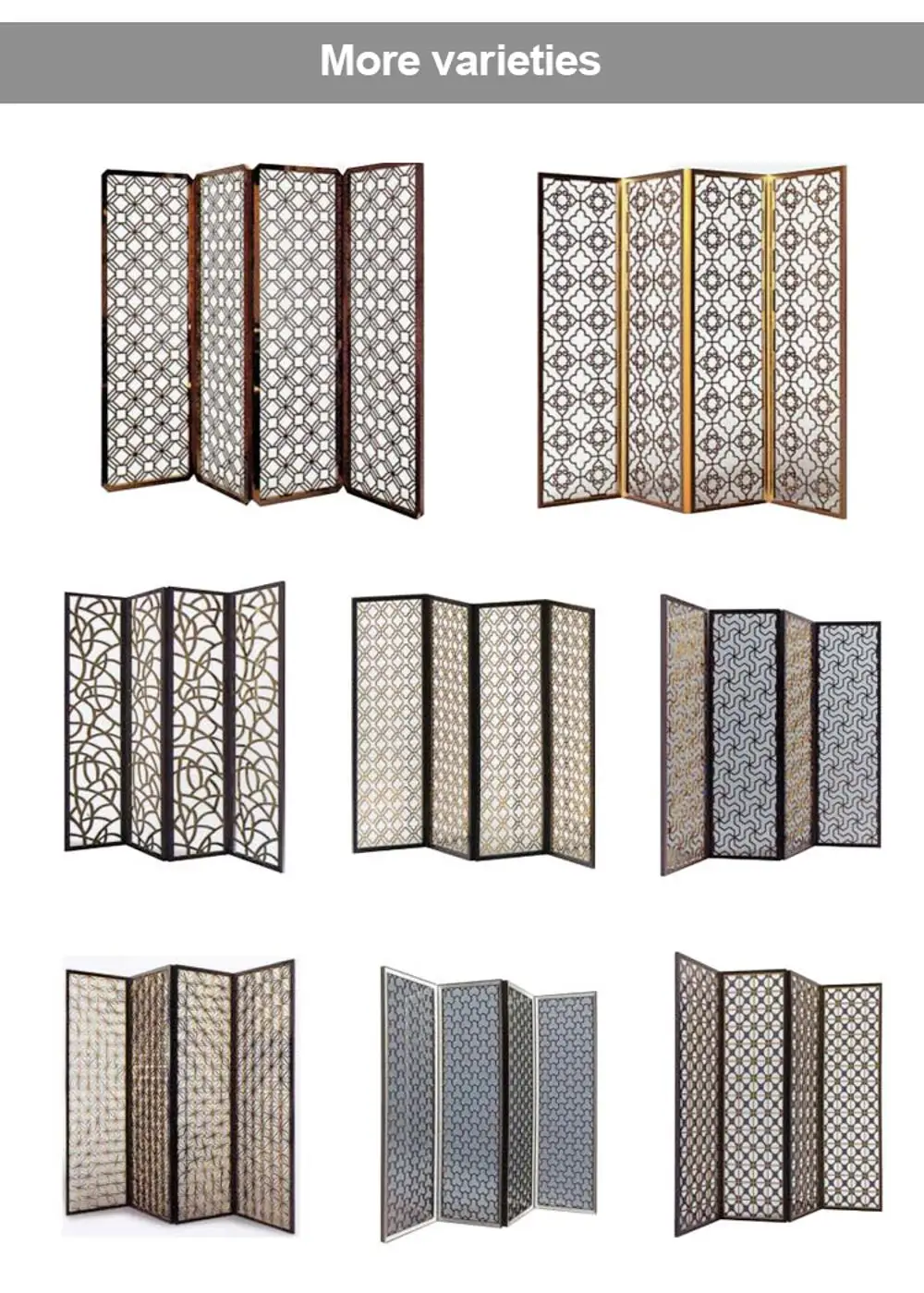 Decorative Modern Living Folding Screen Room Dividers for Lobbly Metal Birthday Stainless Steel Movable 3 Panel Room Divider