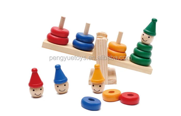 Wooden Clown Rainbow Stacker Seesaw Balance Scale Board Balancing Game Kids Early Education Toy Birthday Gifts