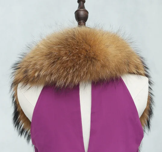Factory Price Fur Trimming/Real Racoon Fur Natural Raccoon Large Fur Collar