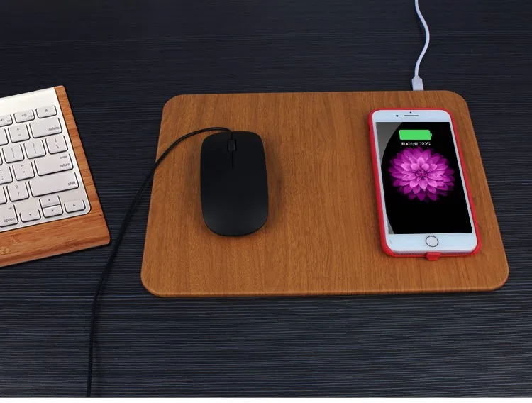 
cell phone PU microfiber fast charger qi wireless charging mouse pad 