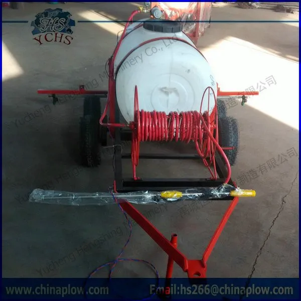 400L agricultural electric sprayer trailed by tractor and ATV