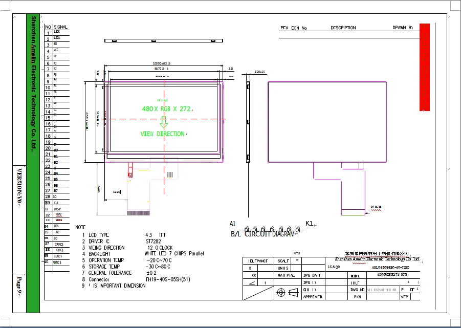 4.3 inch 480*272 RGB interface wholesale tft lcd module 4.3 lcd tft