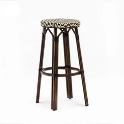 outdoor bamboo look bistro rattan round high bar stool chair wicker