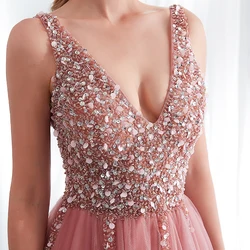 2021 Suzhou Wholesale Long Sparkly Beaded Graduation Evening Party Gown Sexy Split Leg Prom Dress