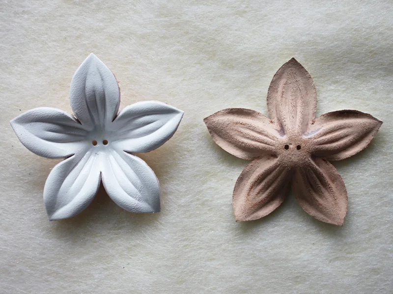 Good Quality Solid Color Genuine Leather Petal With 5 leaves For Making DIY Flowers Accessories Decoration 8*8cm