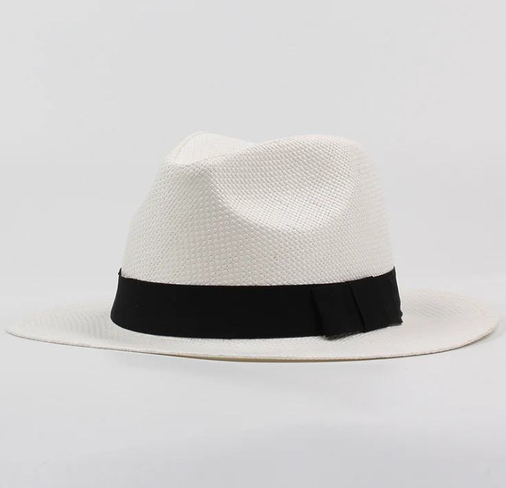 Unisex Solid Straw Fedora Trilby Gangster Cap Summer Beach Sun Panama Hats for Women Men Chapeau Casual Visor Caps