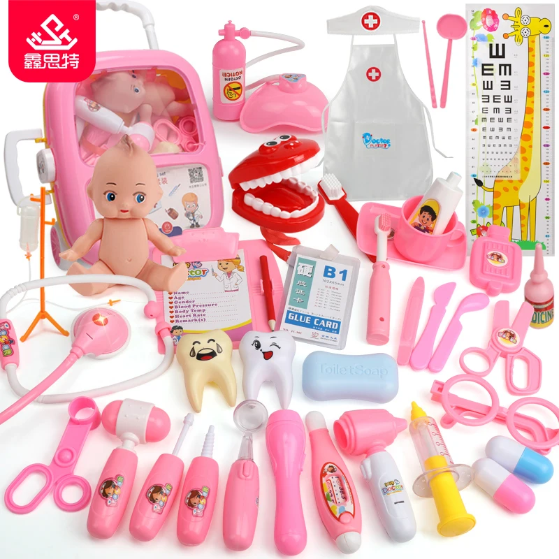 XST Kids Pretend Play Doctor Toy Kit Medical Display Trolley Case Doctor Set Toy
