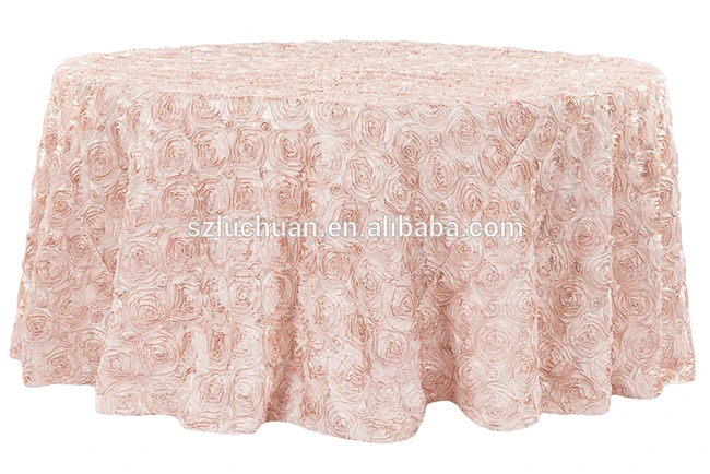 Elegant Round Taffeta Rosetta Table Cloth Wedding Table Clothe Flower Rosette White Rectangular Table Cloth