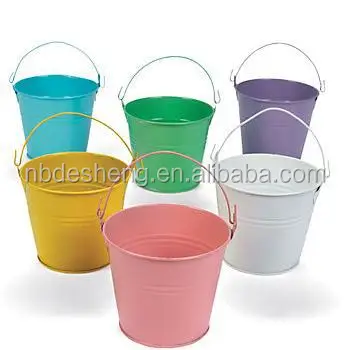 Colorful Mini Garden Bucket Pail Wedding Decoration Candy Box Flower Planting Pot with Handle Iron Water Metal Bucket