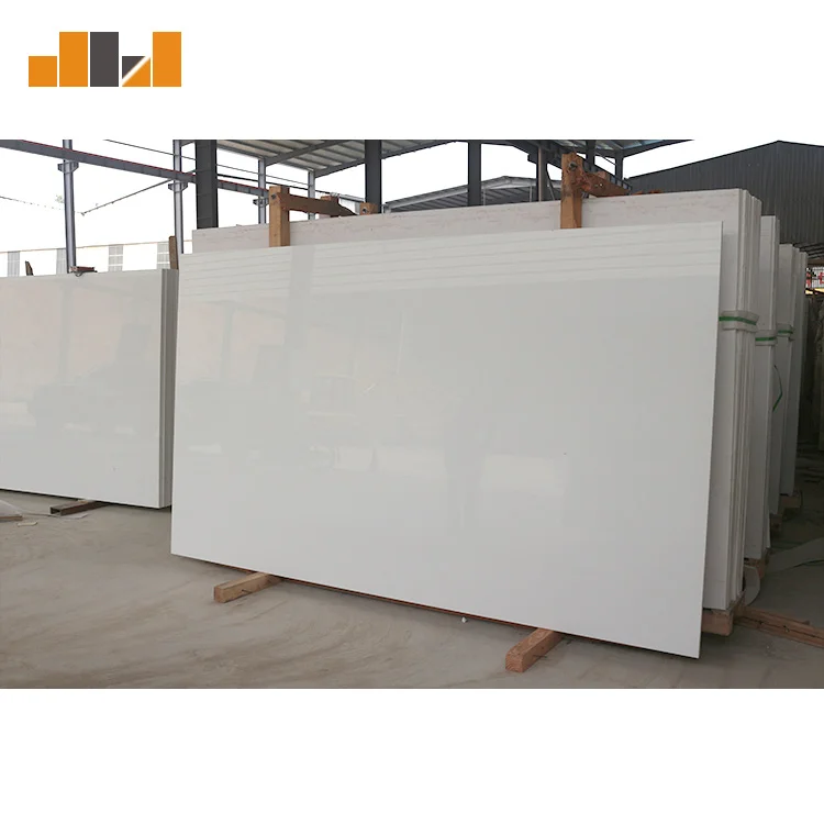 Factory supply heat resistant kitchen top artificial white marble nano glass