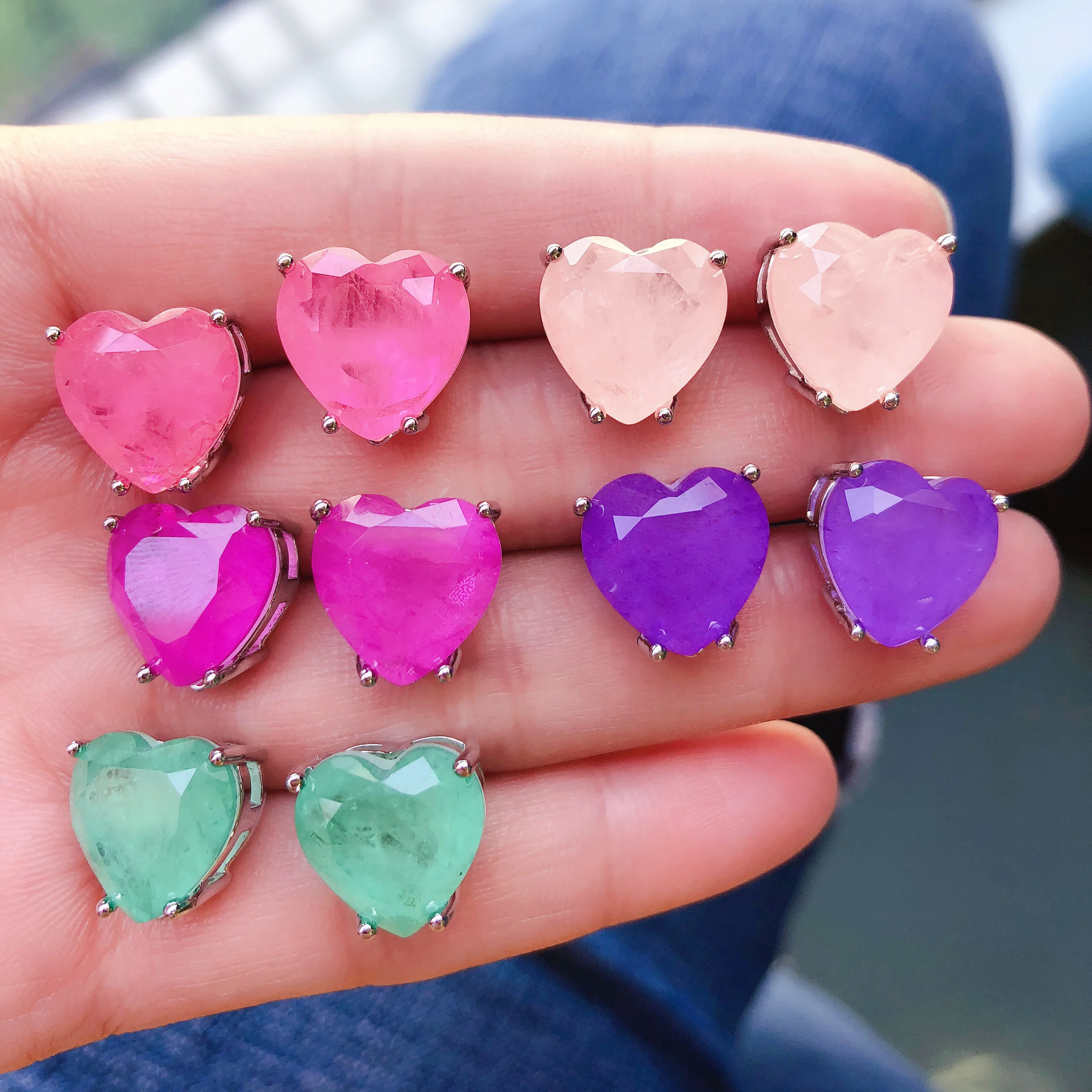 Крупные бразильские ювелирные изделия в форме сердца, День Святого Валентина, наборы ювелирных изделий из сплава камней