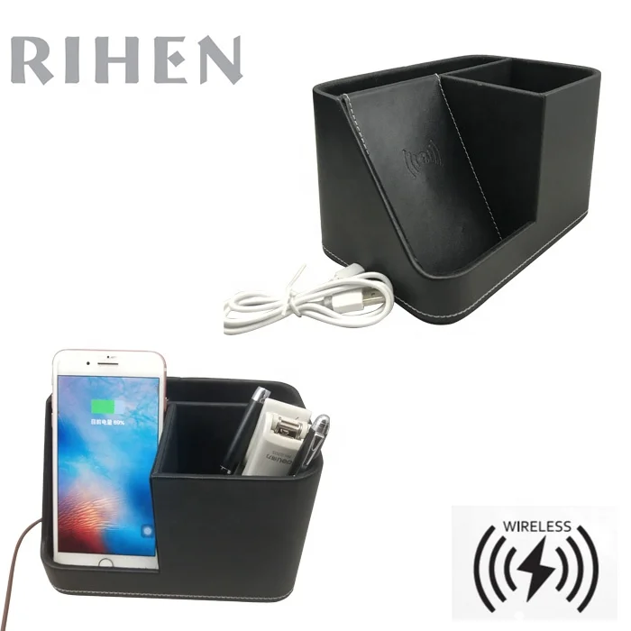
10W PU Leather Pen Holder wireless charger 