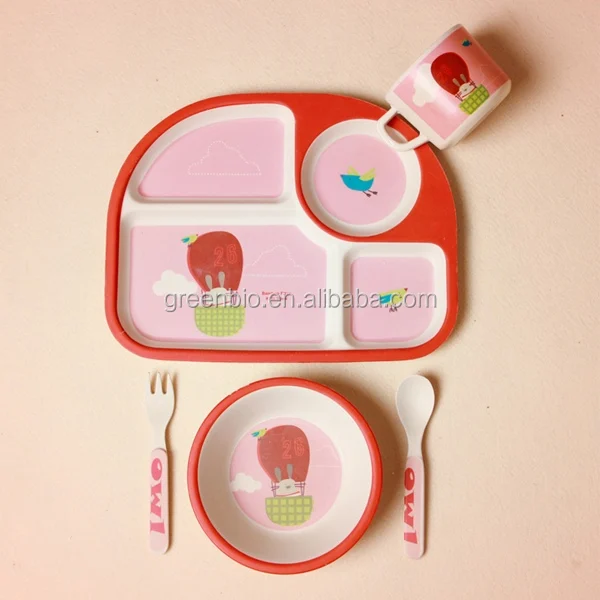 Лидер продаж 2017 Детская тарелка/столовая посуда из бамбукового волокна натурального цвета в форме клубники