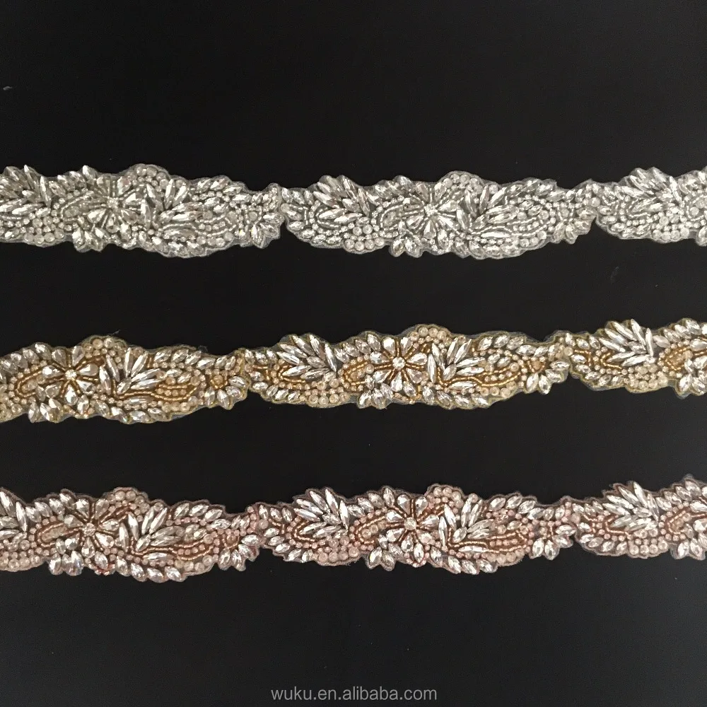blush gold rose gold decorative crystal slim trims belt R-783