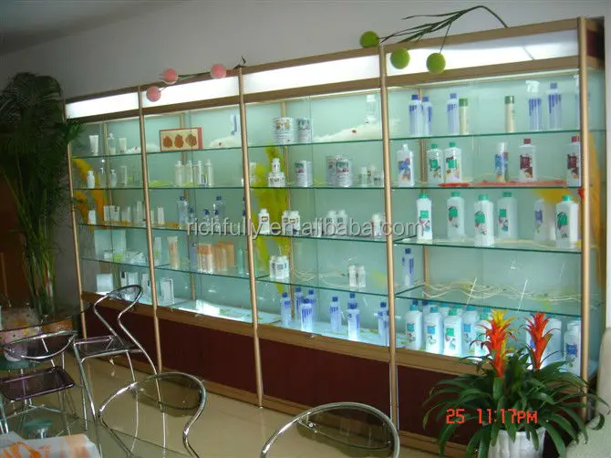 2015 new product Titanium alloy / Aluminum Glass Display Cabinet