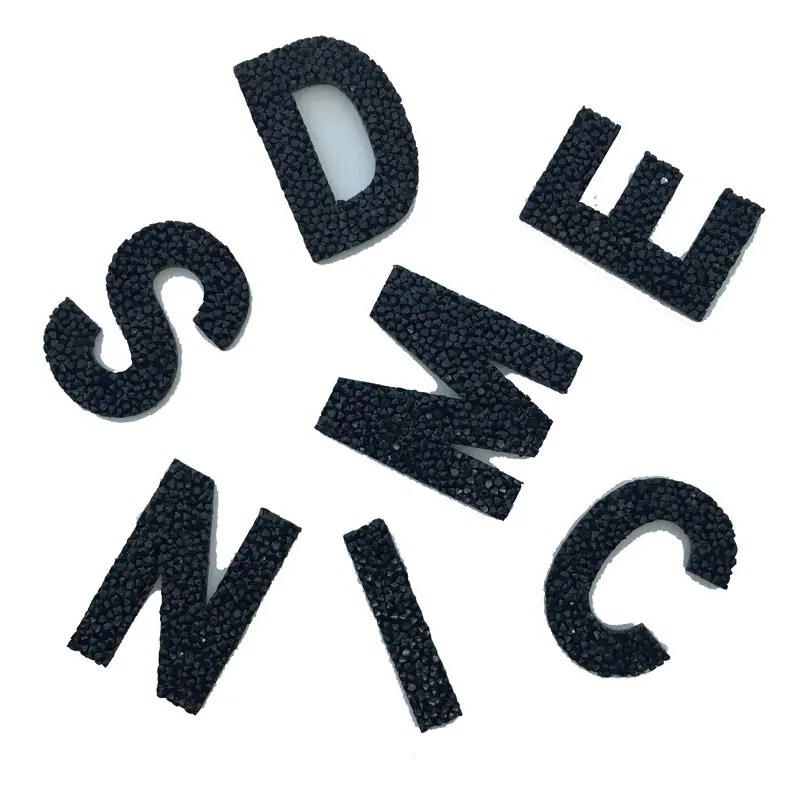 Factory custom adhesive iron on rhinestone letters bag iron numbers patches in bulk