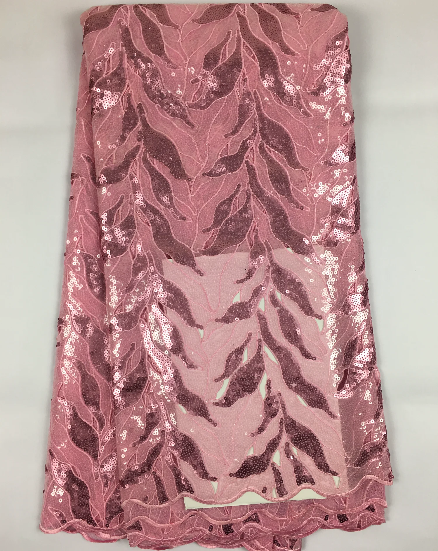 oz04 pink color high quality handcut organza lace fabric double organza sequins lace