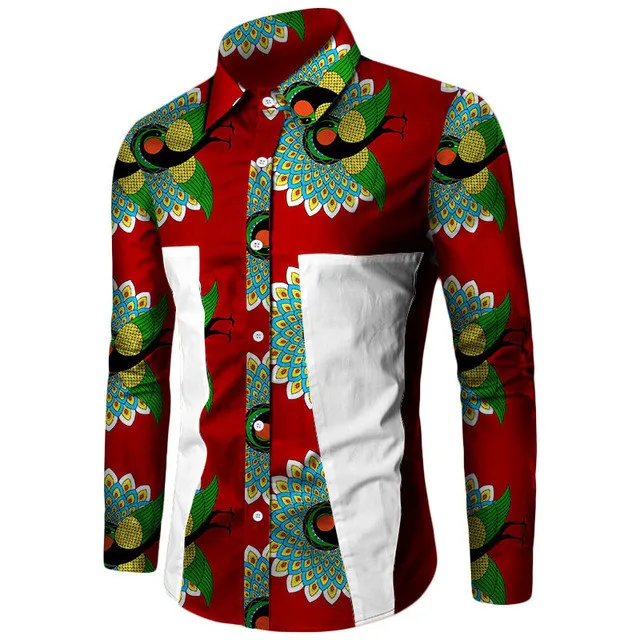 
Plus Size New Summer African Shirt for Men Dashiki Long Sleeve African Clothes Patchwork Casual Style Men Shirt BRW WYN350 