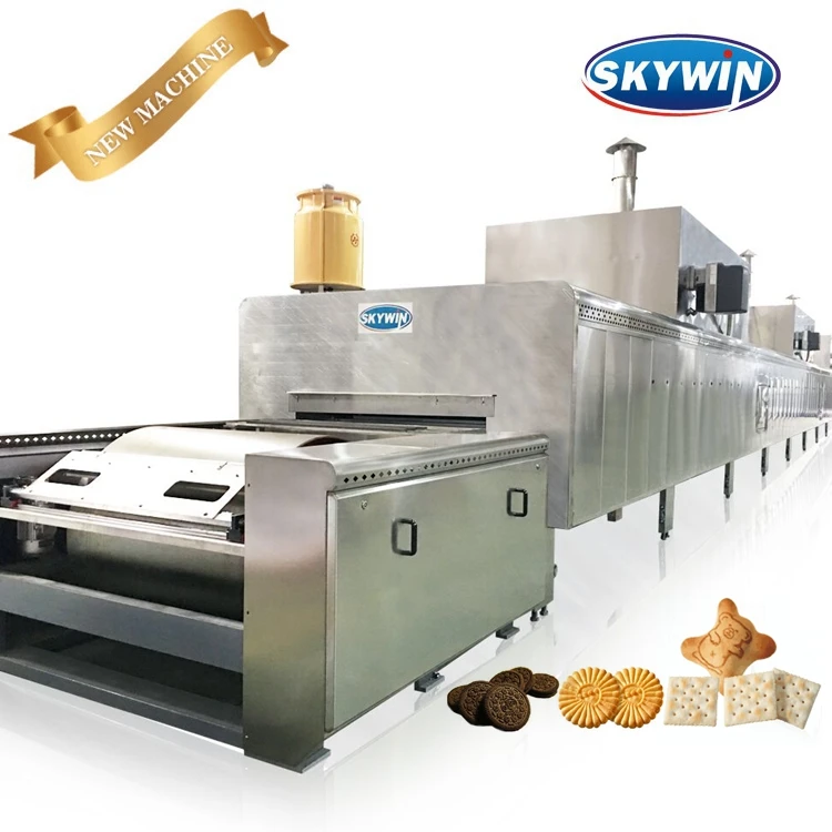 Skywin Automatic Capacity 100-1500kg/h Mixing/Forming Biscuit Making Machine With Electric/Gas Baking Oven Production Line